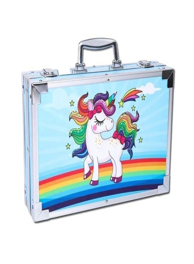 NVF مجموعة ألوان NVF الزرقاء غير السامة، 144 قطعة، بتصميم يونيكورن | مجموعة ألوان فنية | مثالية للمشاريع المدرسية، وهدايا الأطفال. | مناسبة للرسم والتلوين والقرطاسية والتخطيط، وعلبة ألوان مائية أنيقة. - Image 1